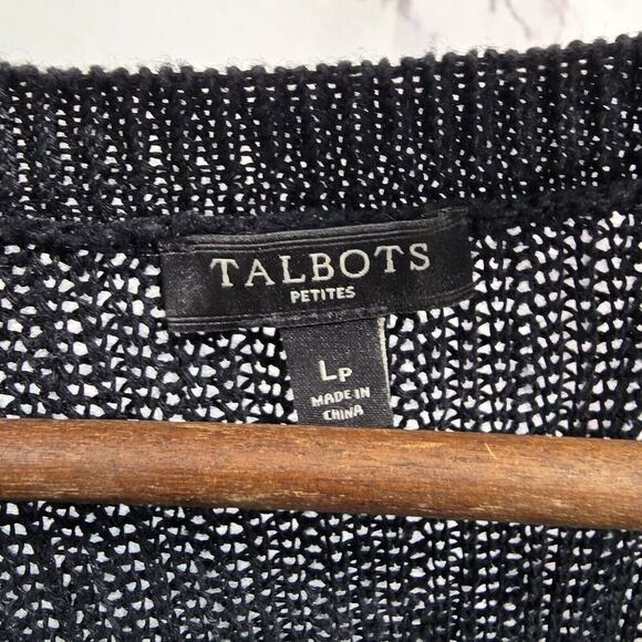 Talbots Sweater Vest Womens Large P Black Open Knit Lightweight Cover Up Capsule - Picture 3 of 10